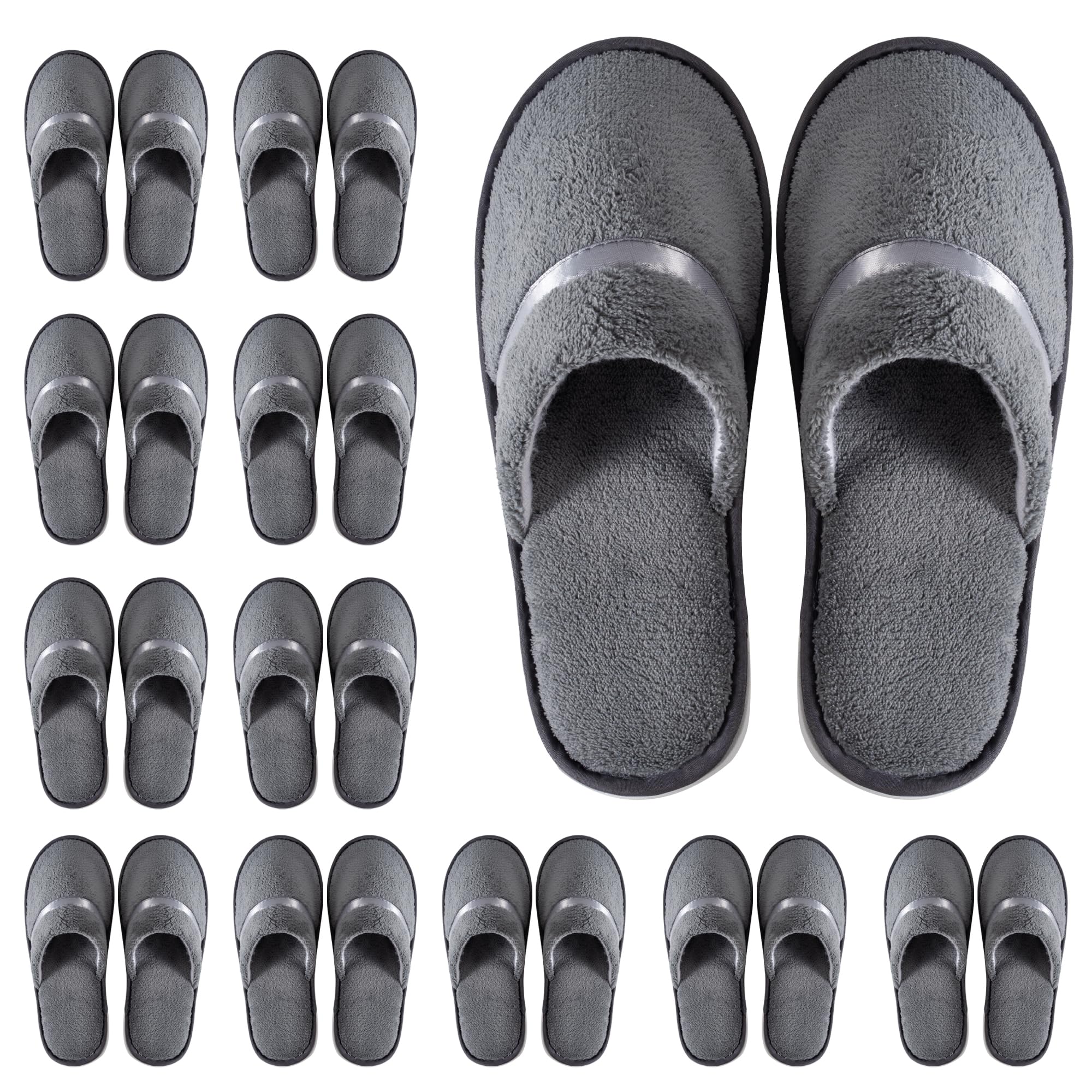 12 Pairs Disposable Slippers for Guests, One Size Unisex, Non Slip Washable Reusable Spa…