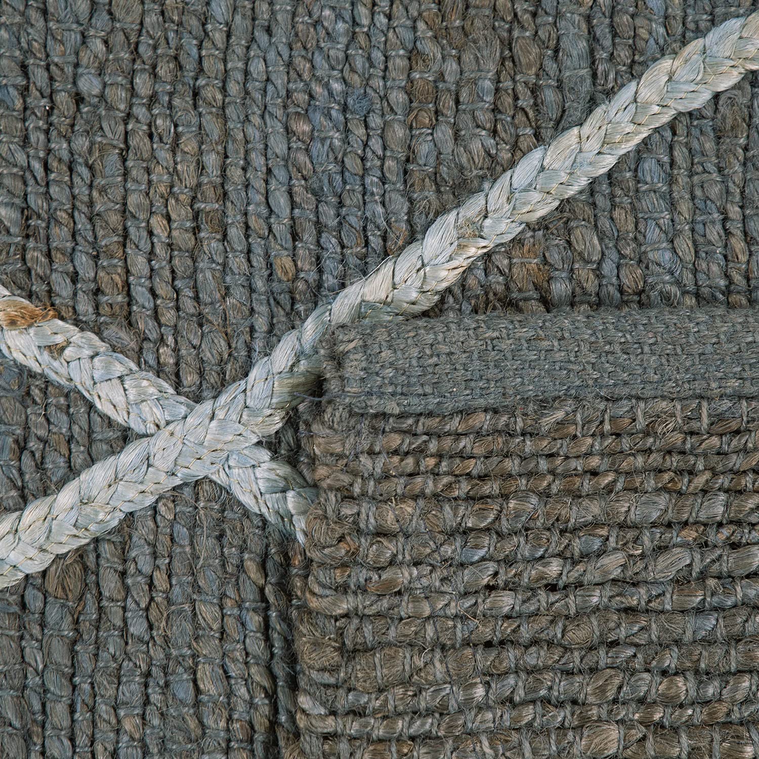 Paco Home Teppich Wohnzimmer Jute Naturfaser Handgearbeitet Modernes Skandi 3D Muster, Grösse:200x290 cm, Farbe:Anthrazit