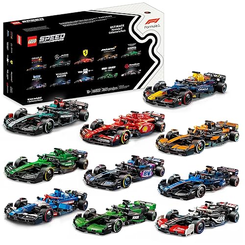 LEGO Speed Champions Ultimate Formula 1 Collector's Pack - Contains 10 Sets in 1 - Includes Exclusive Poster - Collectible F1 Model Car Kit - Gift for Christmas - 66802