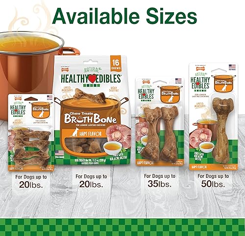 Miniatura 7 de Nylabone Healthy Edibles Broth Bone - Golosinas naturales para perros, hechas con caldo de hueso real, pequeñoregular (4 unidades)