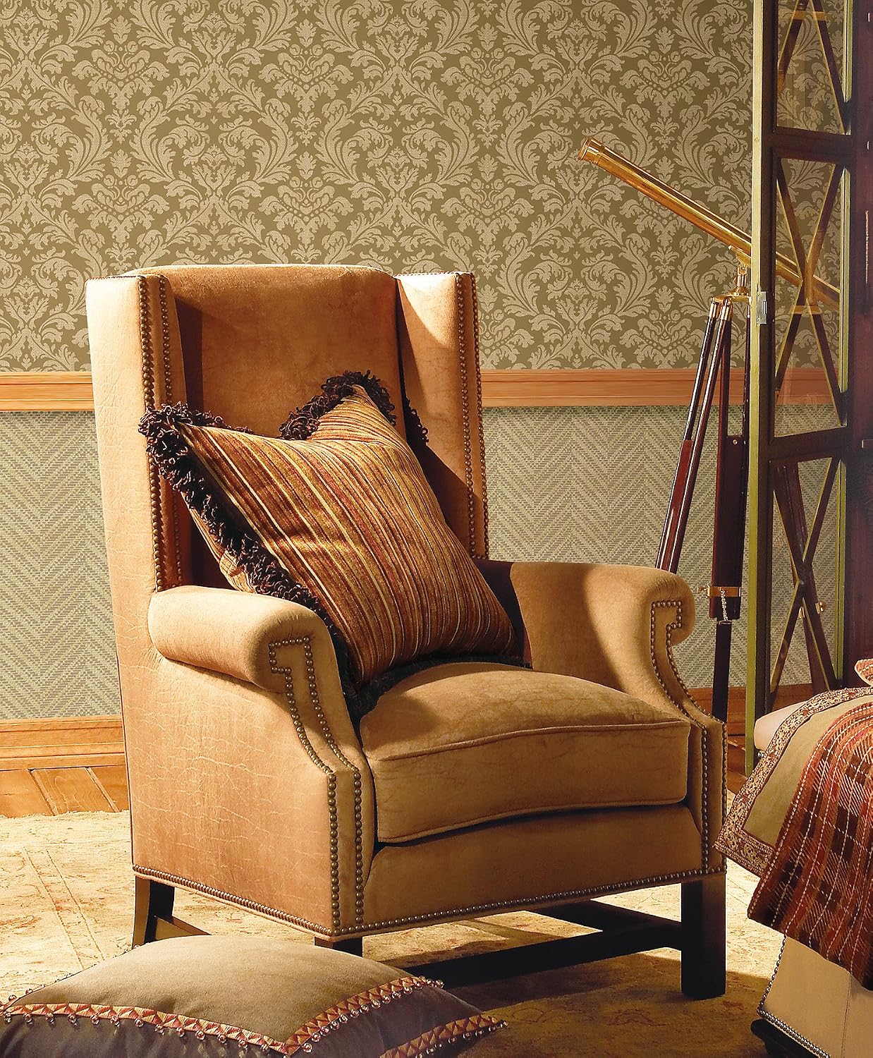 Brewster Home Fashions 58-54400 36-Inch by 288-Inch Emilia - Textured Damask Wallpaper, Neutral