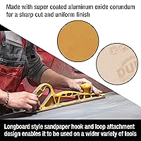 Vista 5 de Dura-Gold Premium – Grano 320 Oro – Rollo de papel de lija continuo de Longboard con soporte de gancho y bucle, 2-3/4 pulgadas de ancho, 12 yardas