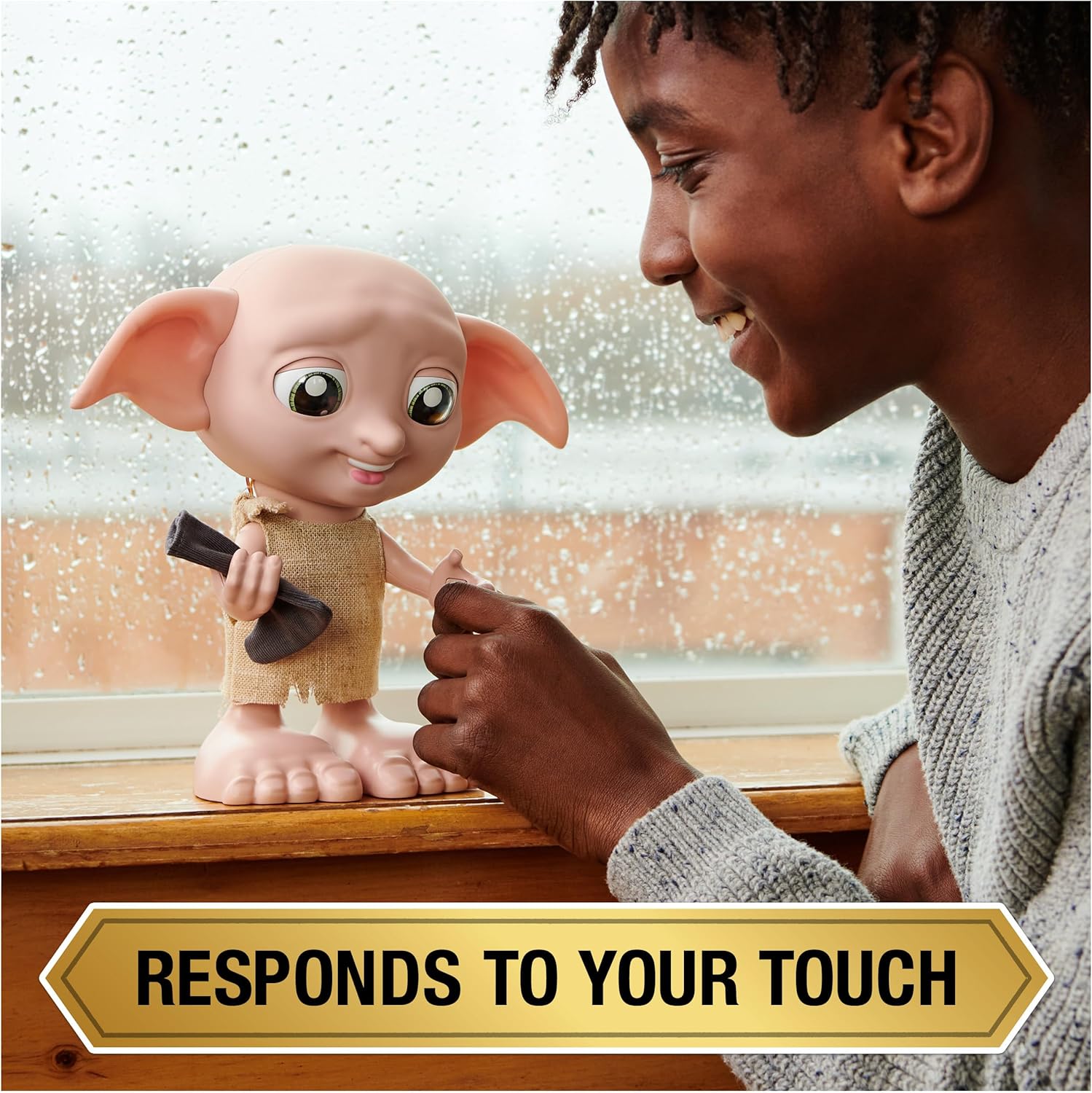 Wizarding World - 8.5" Harry Potter Elf Dobby Interactive Doll with Stocking and 30+ Sounds and Phrases - Harry Potter Gifts - Toys Kids 6+