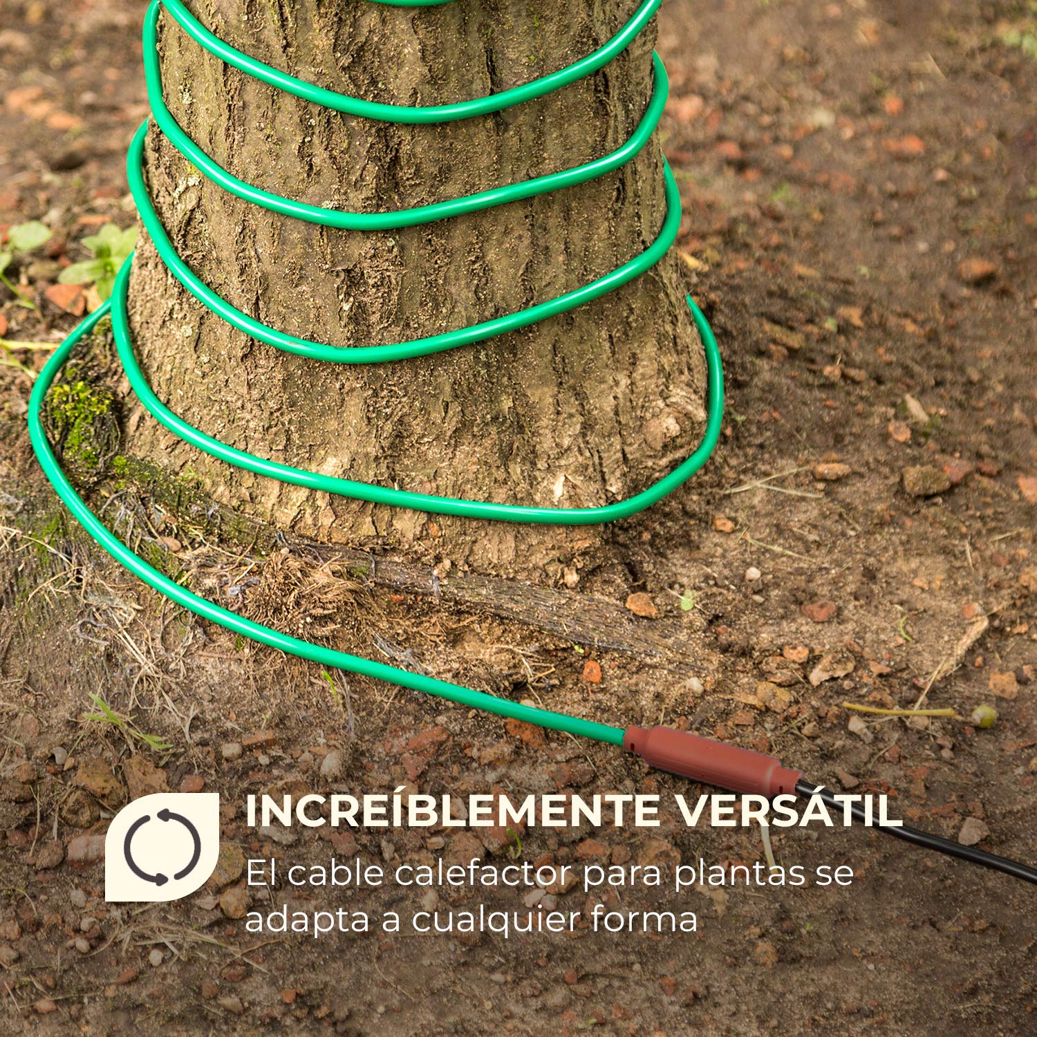 Waldbeck Greenwire Select 12 cable calefactor de plantas - 12 m de largo de calefactor + 2 m de alimentación, con termostato, 5-25 °C por encima de la temperatura ambiente, 6 W/m de potencia, IP68