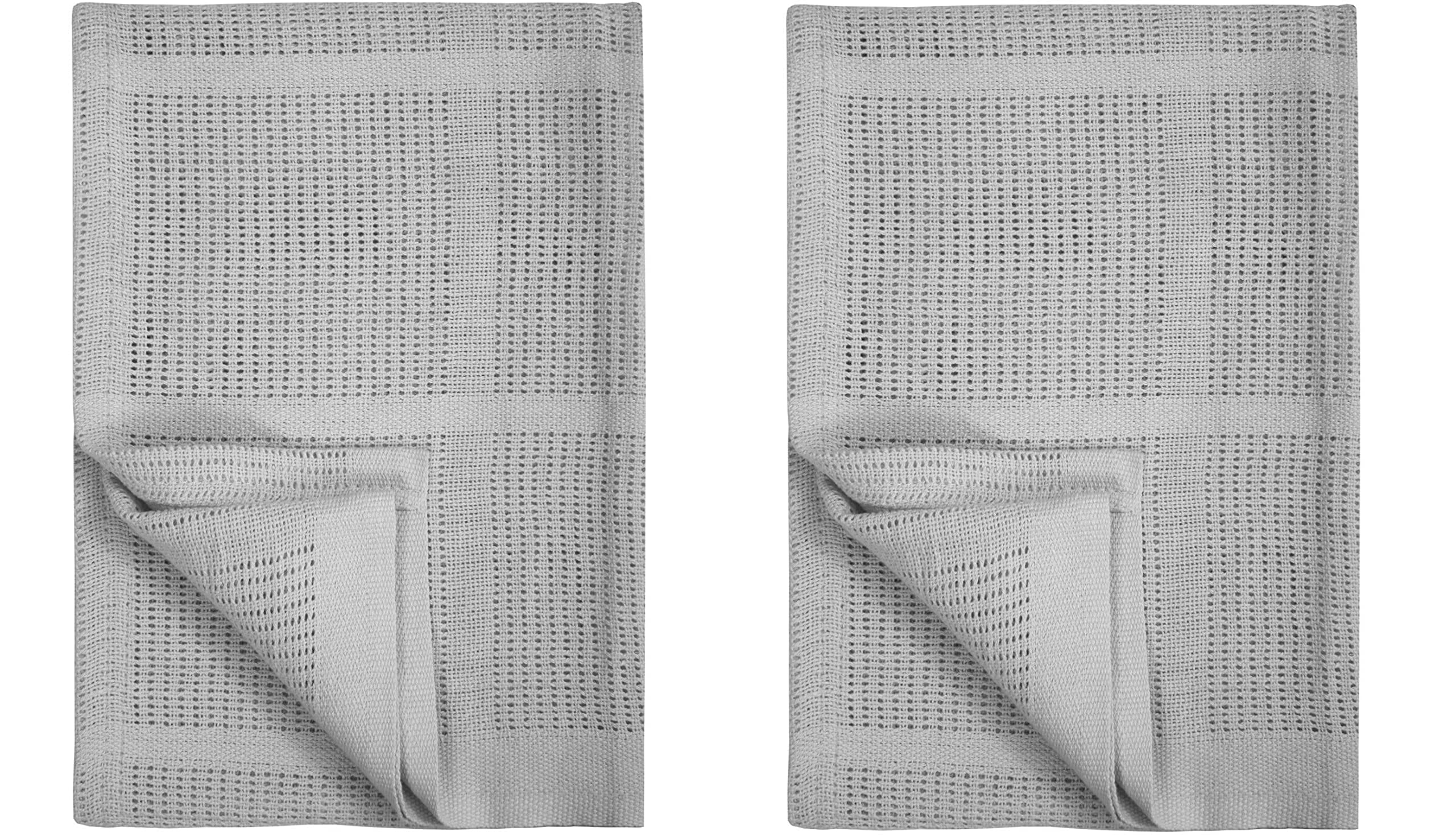 KAM LABELZ Pack of 2 Newborn Baby Girl Boy Unisex Extra Soft Light Weight Cellular Blankets| 100% Cotton Machine Washable| Fits for Moses Basket Pram Crib Travel Car Home| 70 X90 CM Value Pack (Grey)