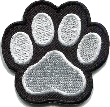 Cat paw Print Animal Wildlife Black White DIY Embroidered Applique Iron-on Patch S-1616