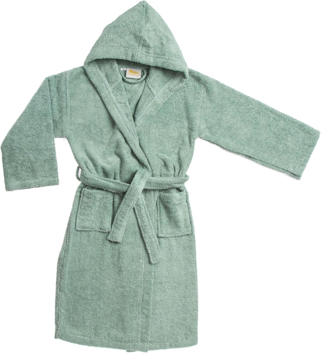 Superior Cotton Kids Terry Robe, Soft And Absorbent Robes For Boys And Girls, Bathroom Accessories, Long, Plush, Fluffy Bathrobes For Bath, Shower, Spa, Resort, Hotel Quality, Large, Sage