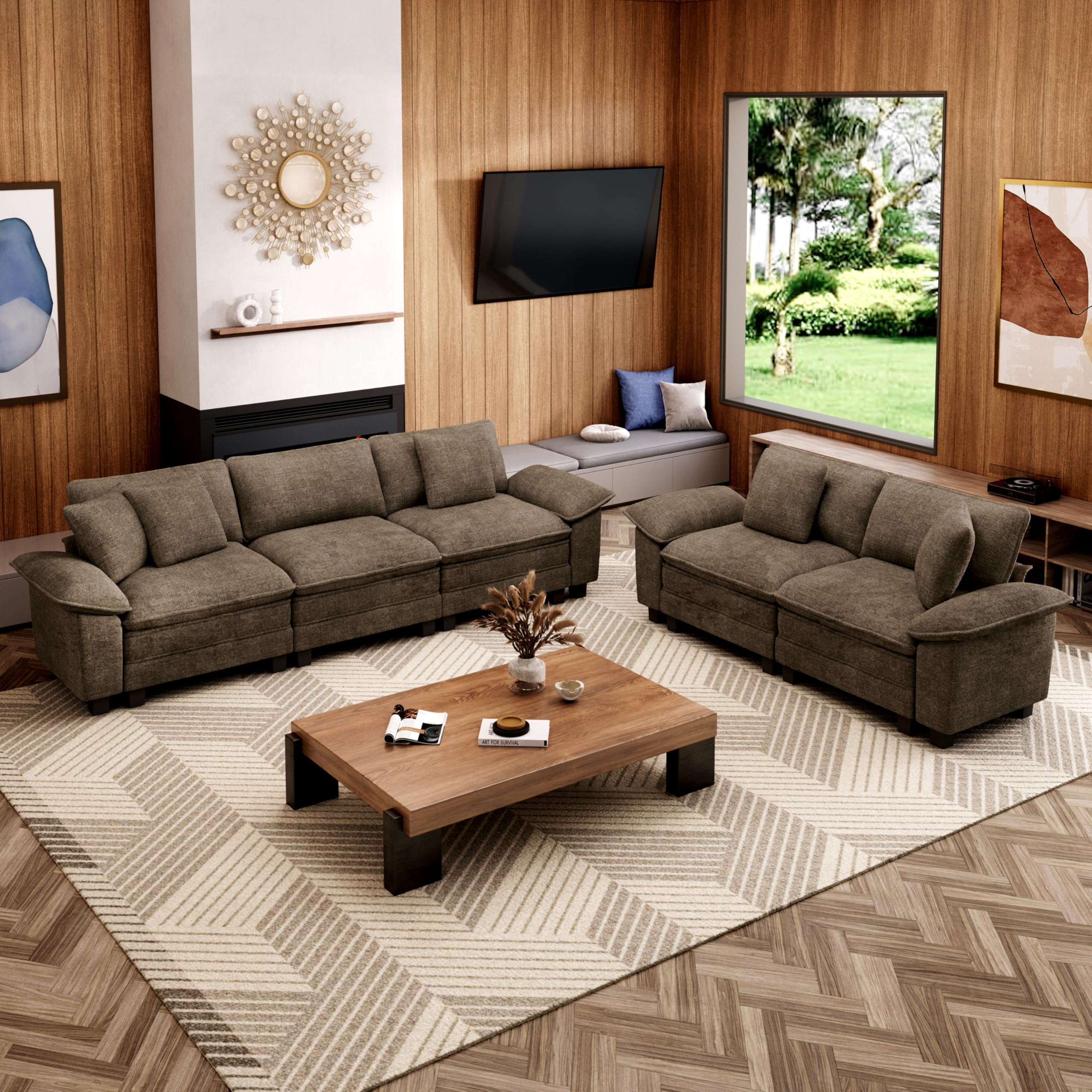 MIXPATIO L-Shaped Cloud Modular Sofa Set with Chaise Lounge