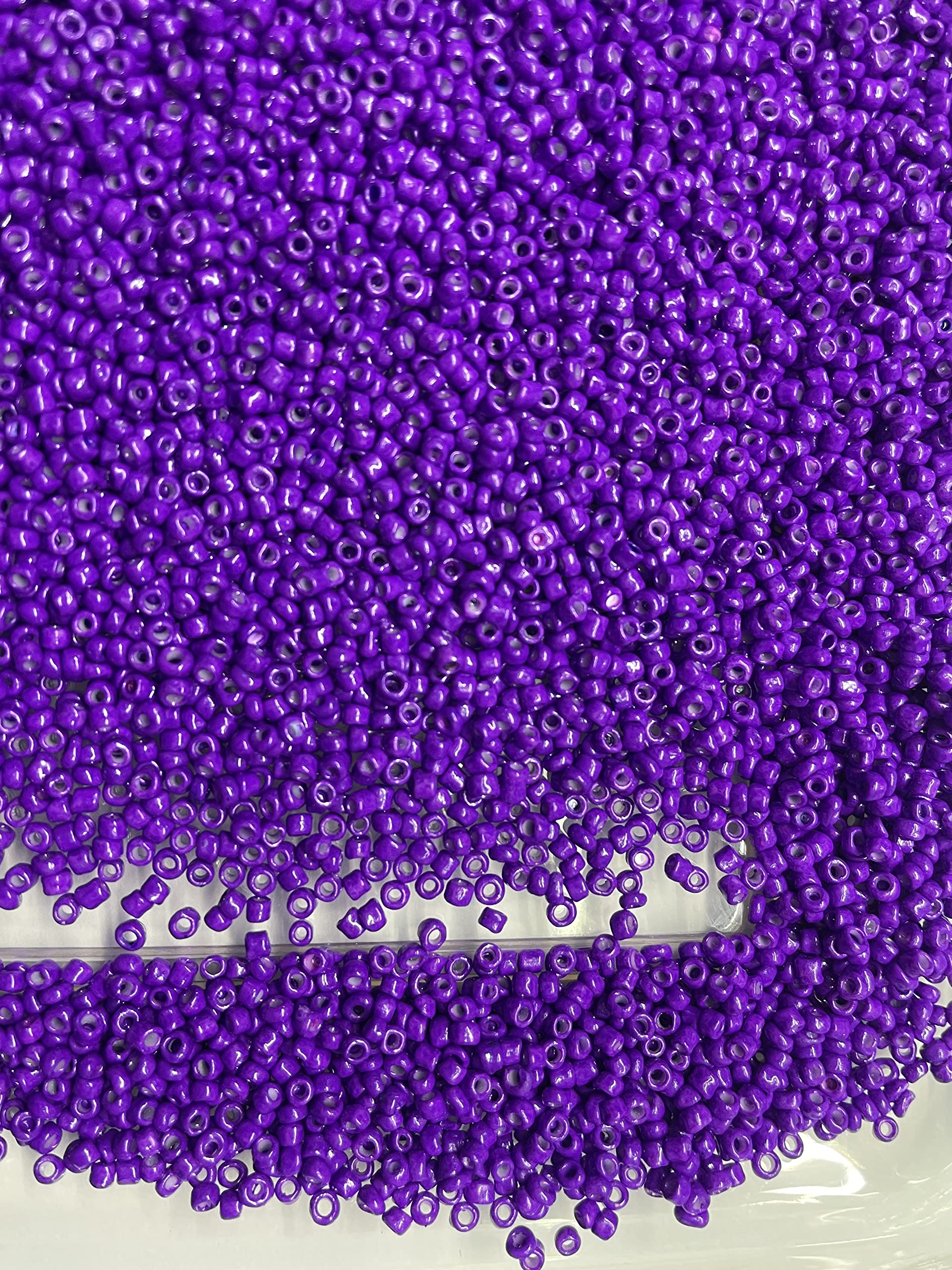 OMX, Seed Beads Opaque Colour Glass Beads, Size - 11/0 (2mm), 200 Gram (Approx 30000 Pc) for Embroidery, Arts & Craft, Jewelry Making Materials DIY Kit, (Purple)-image-24