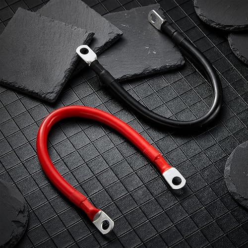 Miniatura 6 de Hoteam Cable de batería de cobre con terminales de 38 pulgadas, rojo y negro, cable inversor de corriente para motocicleta solar, automóvil,