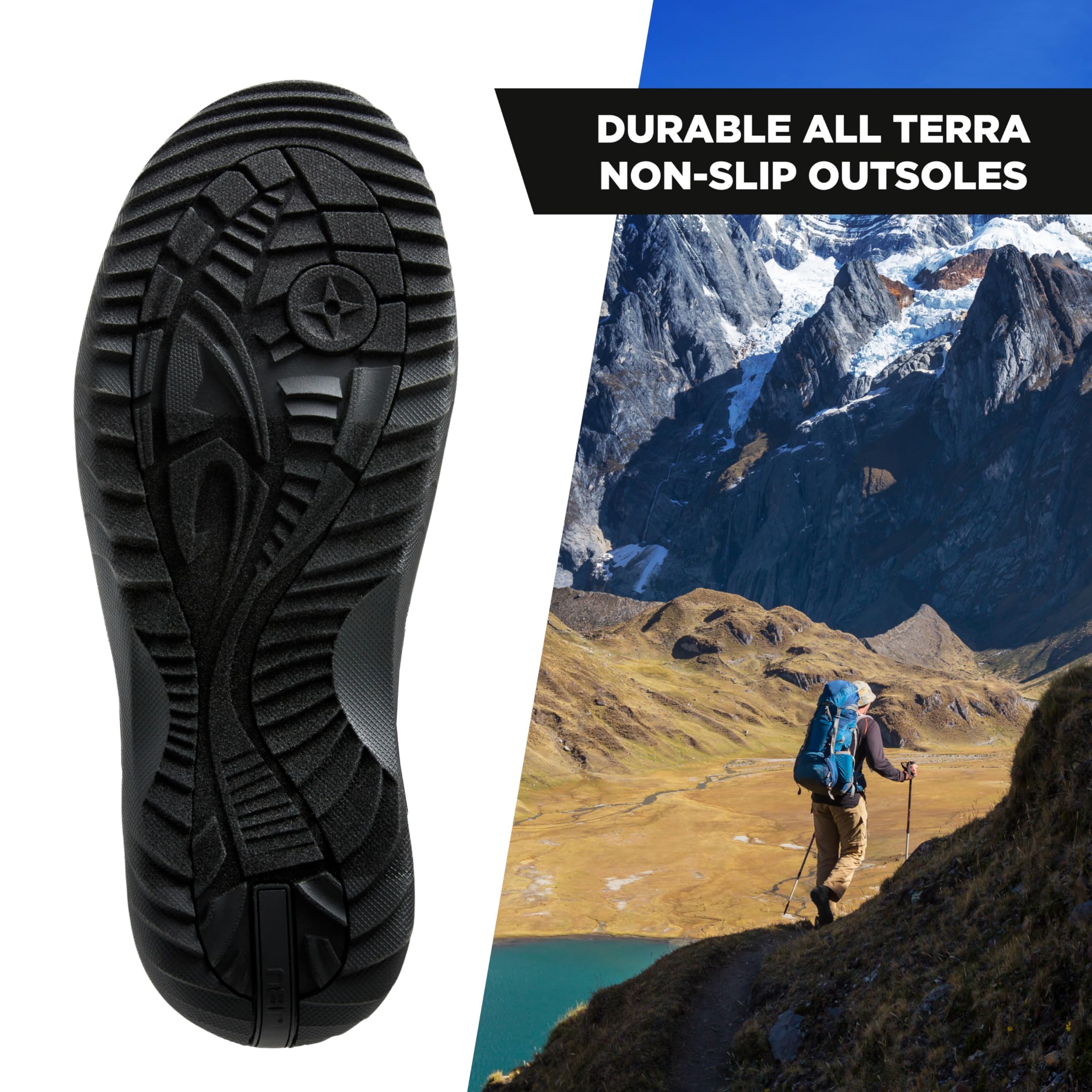 Jambu Tex Men Black Sneakers All-Terra Outsoles for Traction, Weather-Tough Uppers, Navy, 7