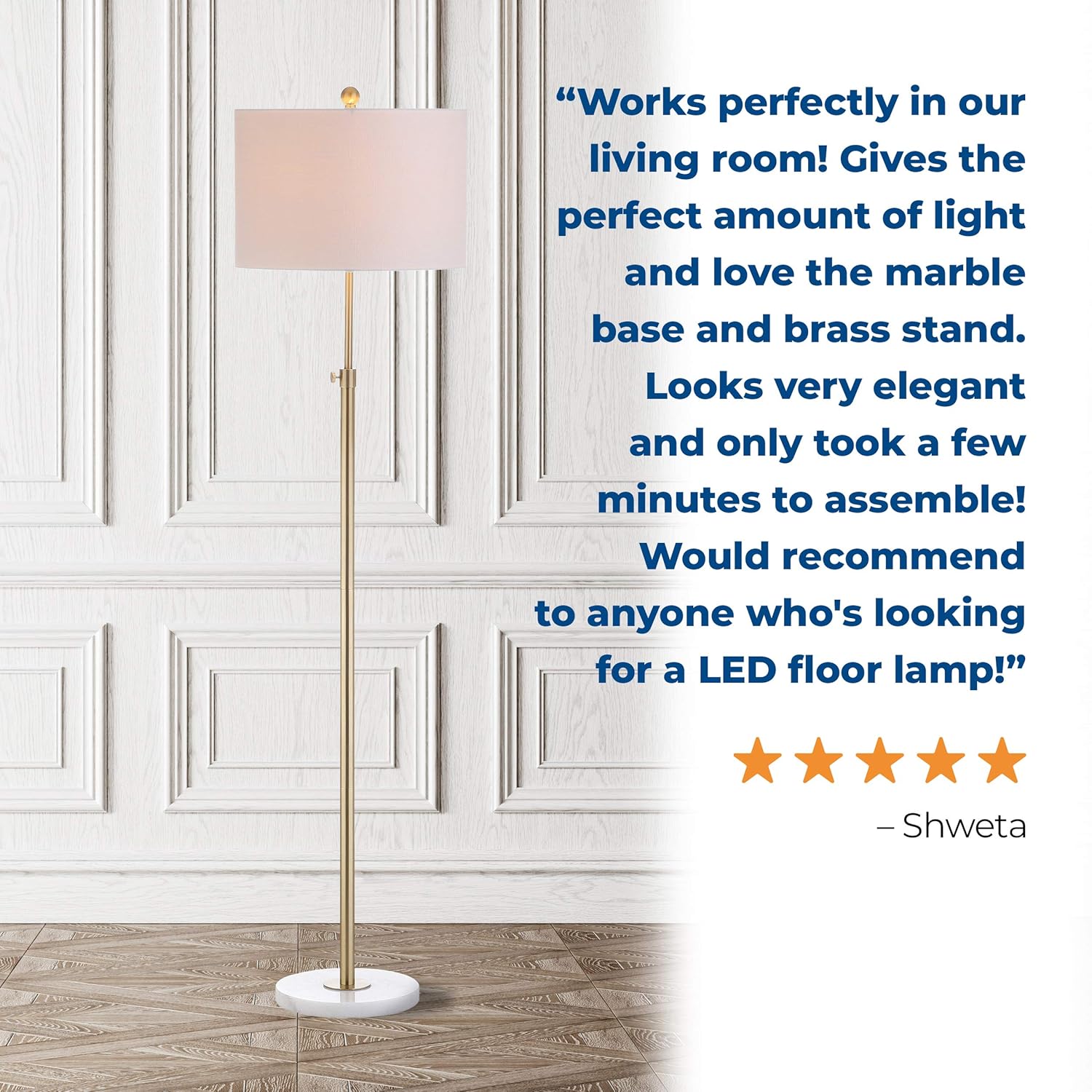 Hottest Sales JONATHAN Y JYL3022A June 65 Adjustable Metal/Marble LED Floor Lamp, 1 Light, Brass Gold