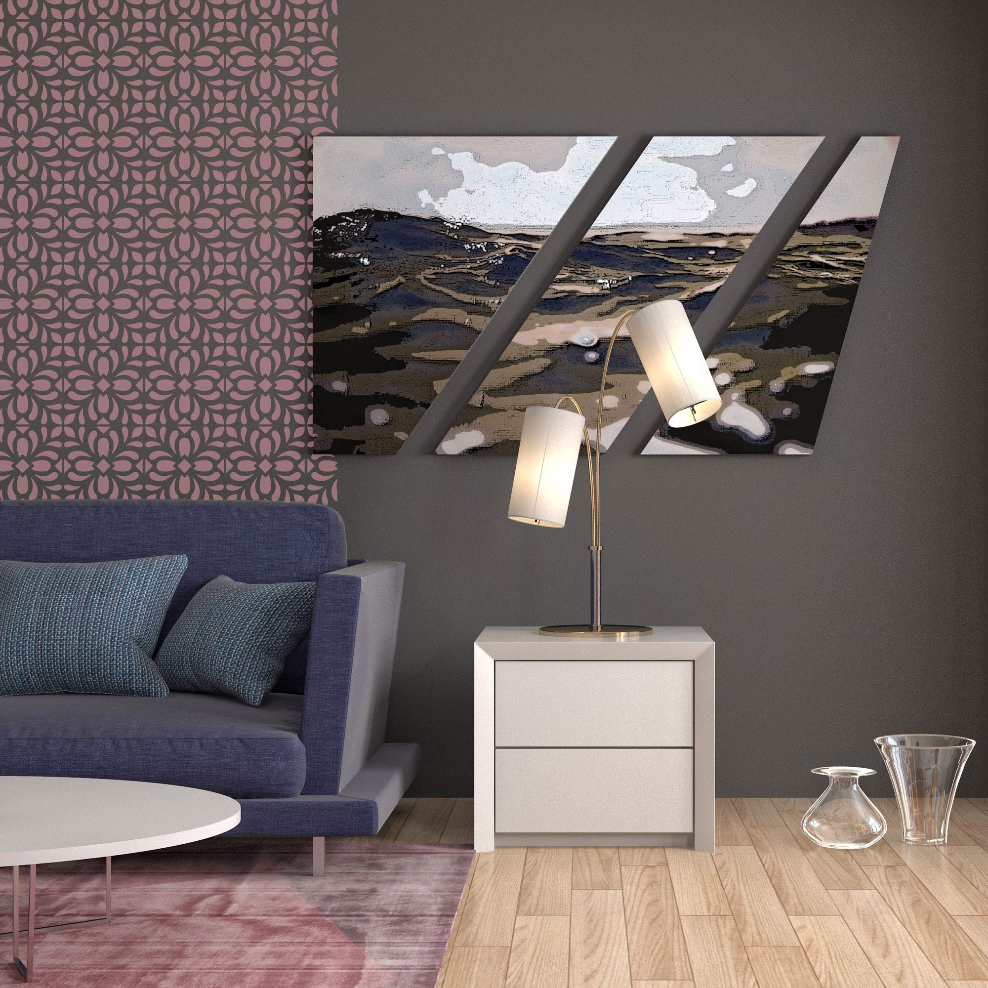 NAKLEO Tegel Verf Sjabloon 60x60cm, Lucca Spaans Moorse Bloem