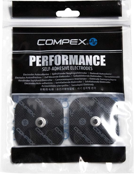 Compex | Bag of 4 Black Electrodes 5x5 cm with 1 Snap connector | Compatible electro muscle stimulators Wired and Wireless