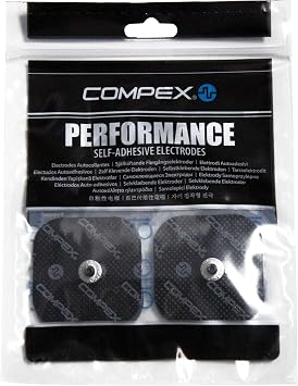 Compex | Bag of 4 Black Electrodes 5x5 cm with 1 Snap connector | Compatible electro muscle stimulators Wired and Wireless