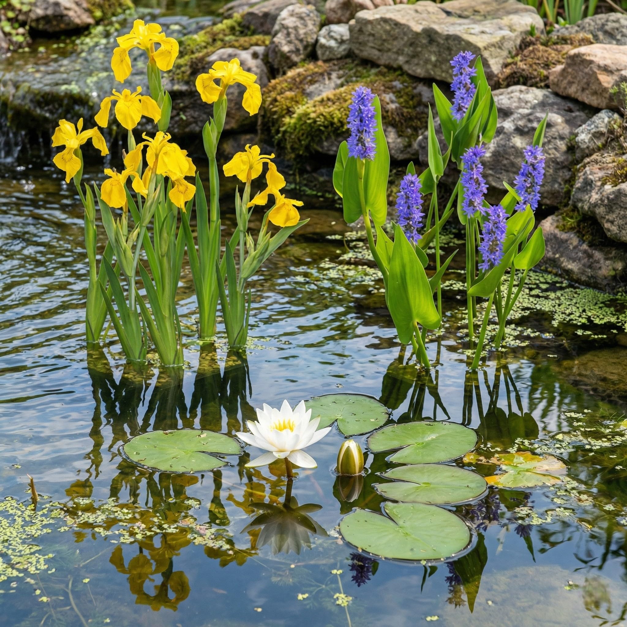 Vdvelde․com - Set Weiße Zwergseerose - Nymphaea alba - Teichpflanze winterhart - kompakte Seerose für kleine Teiche & Kübel - blühend Mai-September - sonniger Standort