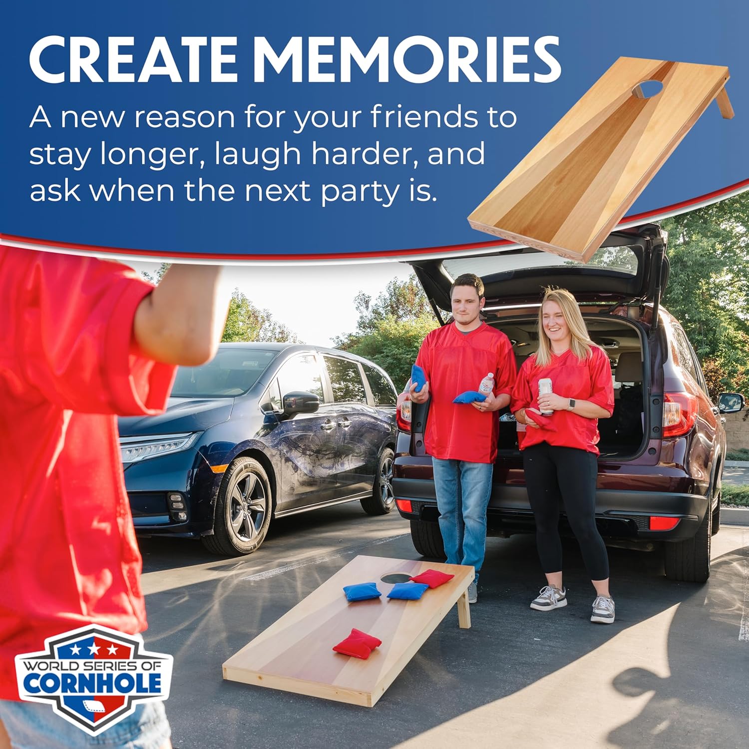 World Series of Cornhole Rustic Regulation Cornhole Boards Set – UV-Printed Wood Grain Design – 4x2 ft All-Wood Bean Bag Toss Game – Premium Outdoor Yard Game for Backyard, Tailgates, and Cabin Life