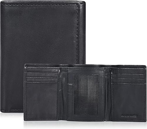 Billetera de cuero triple para hombre con RFID Carteras delgadas para hombres con 1 identificación y 6 ranuras para tarjetas de crédito Bolsillo