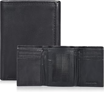 Trifold Leather Wallet for Men - RFID Slim Minimalist Front Pocket 6 Slots