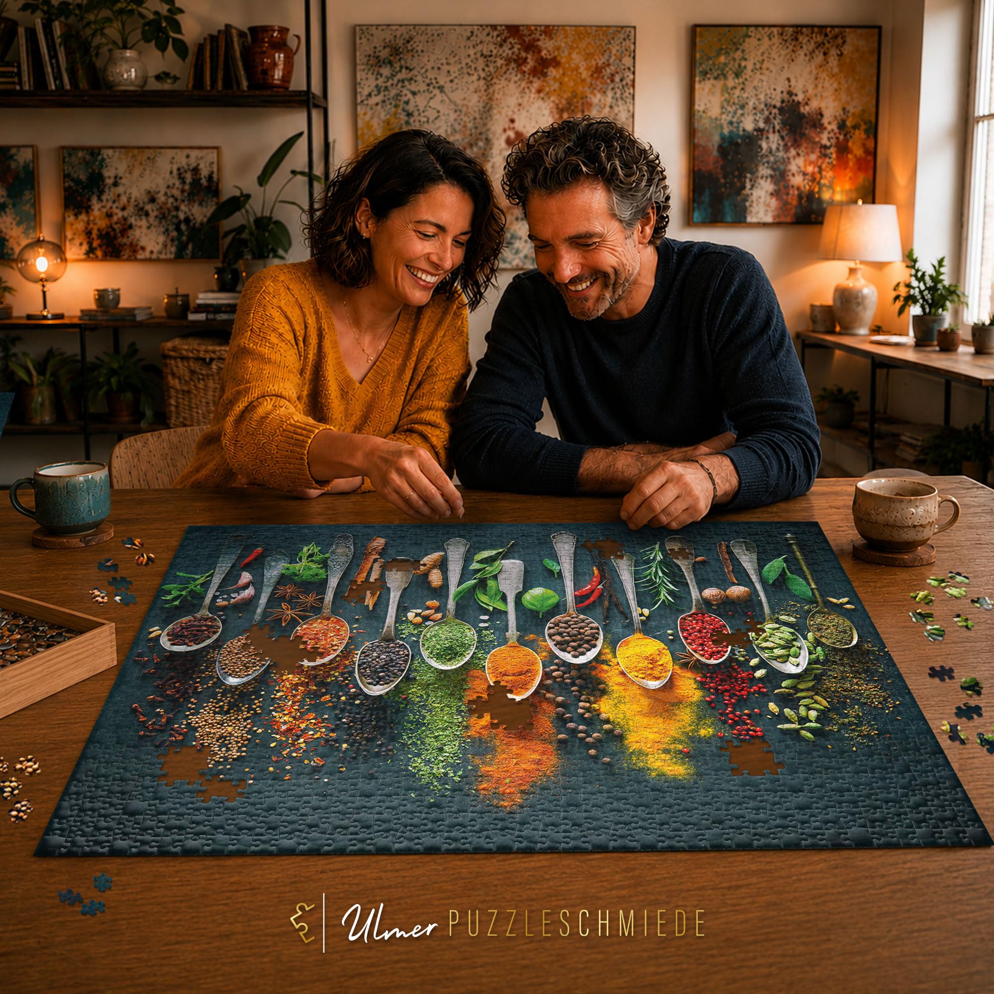 Ulmer Puzzleschmiede - Puzzle « Couleurs vives » – Puzzle de 2000 pièces – Motif herbes et épices, attire tous les regards dans une cuisine et un design mural élégant