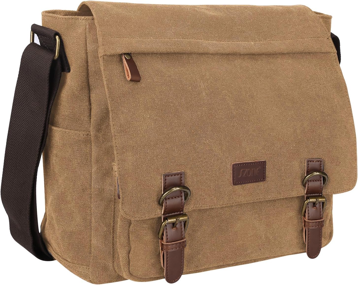 Large Men Crossbody Messenger Shoulder Bag Fit for 15.6 Inch Laptop Canvas Briefcase Satchel