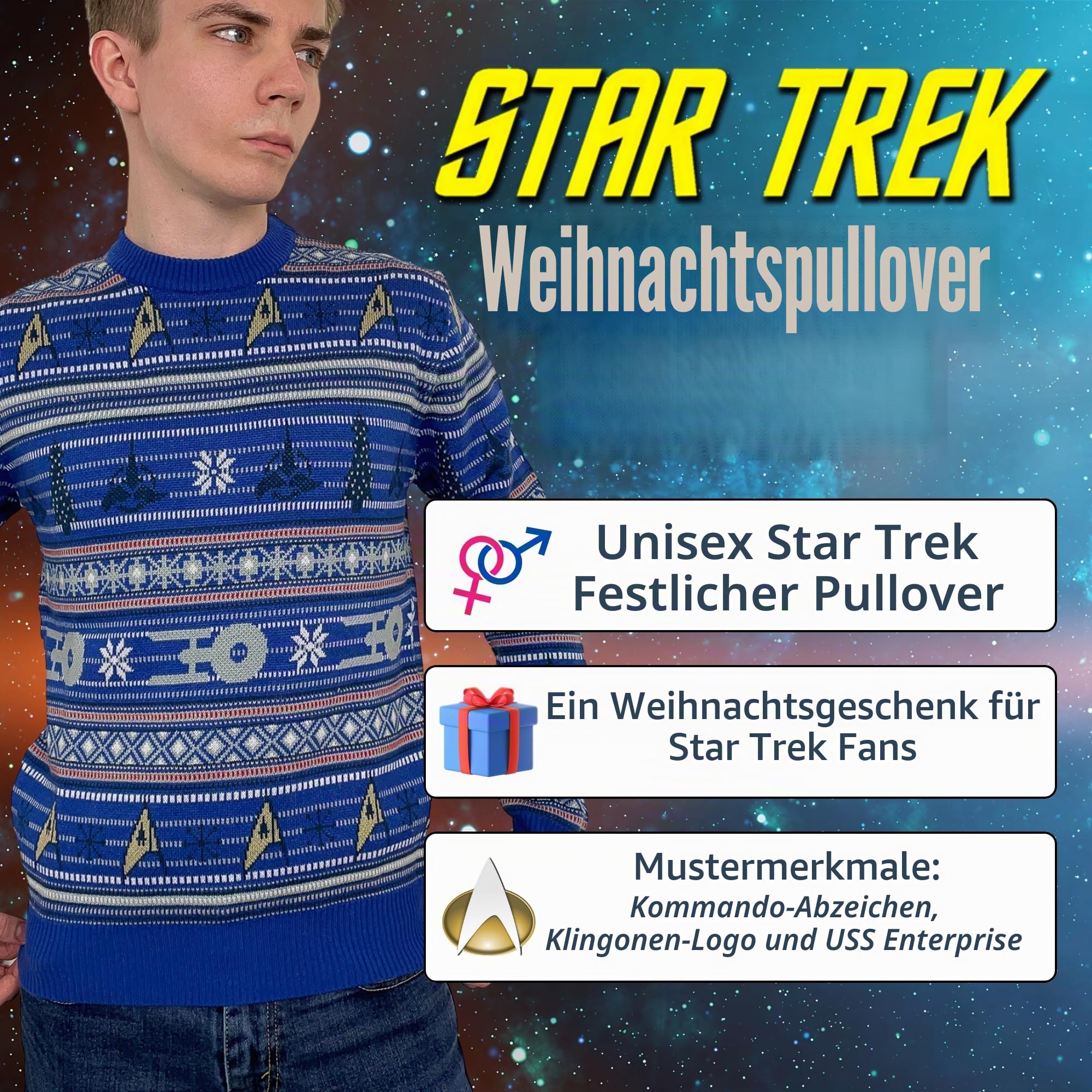 Star Trek Weihnachtspullover - Offizielles Merchandise für Herren und Damen