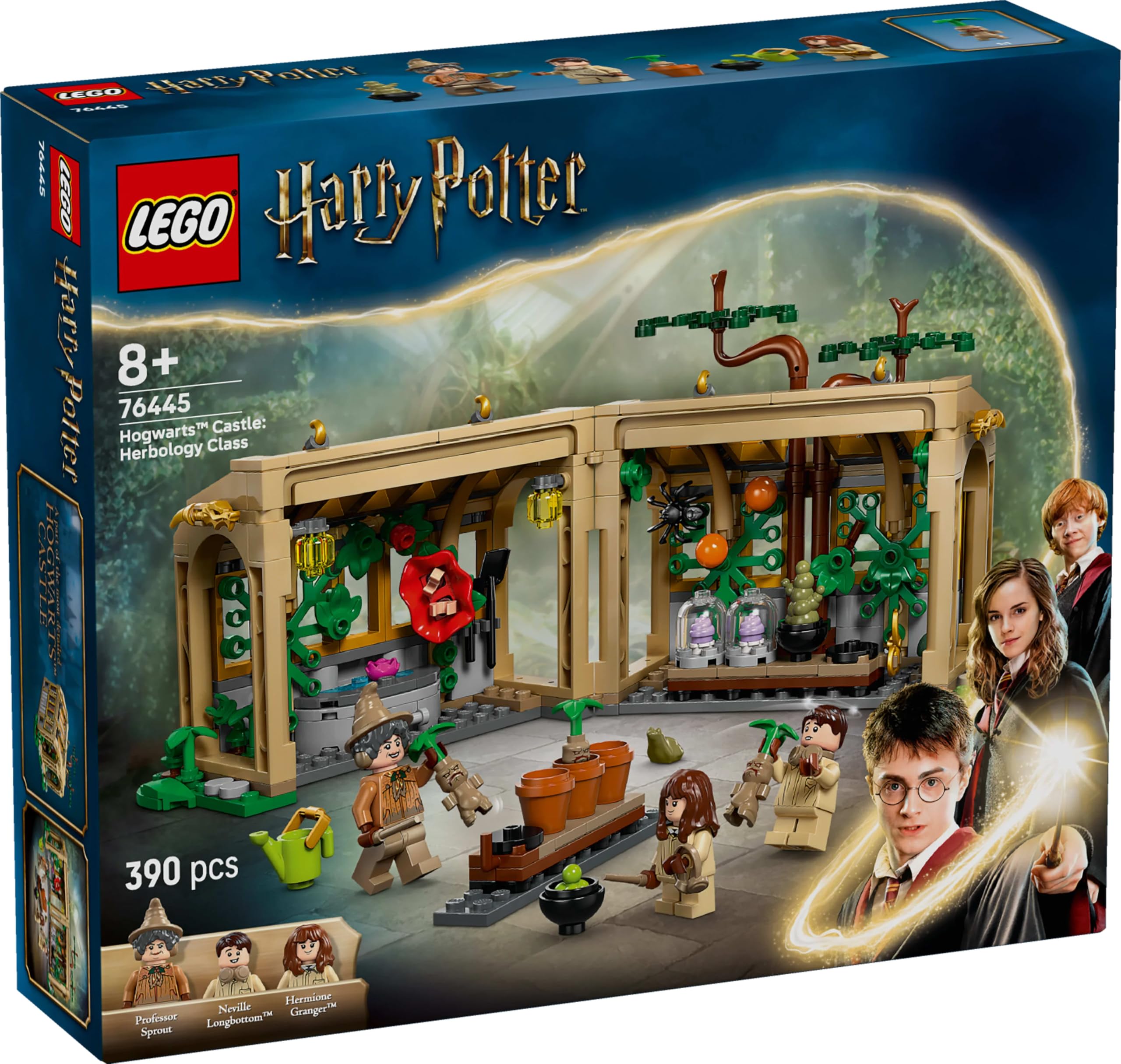 LEGO Harry Potter Zamek Hogwart: zajęcia z zielarstwa, prezent dla 8-latka, chłopca i dziewczynki, zabawka konstrukcyjna dla dziecka z trzema minifigurkami i mandragorą, zestaw modułowy 76445