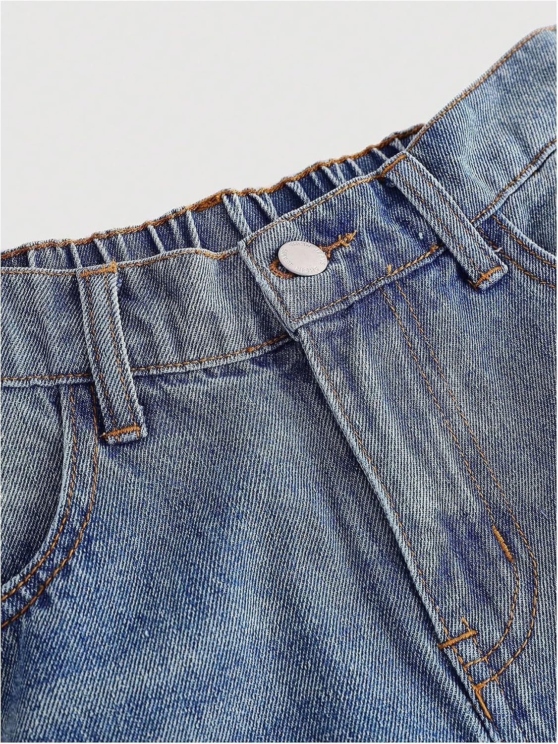 GORGLITTER Girl's Jean Shorts Cute Bow Jorts Y2k Raw Hem High Waist Wide Leg Denim Bermuda Shorts Summer Streetwear
