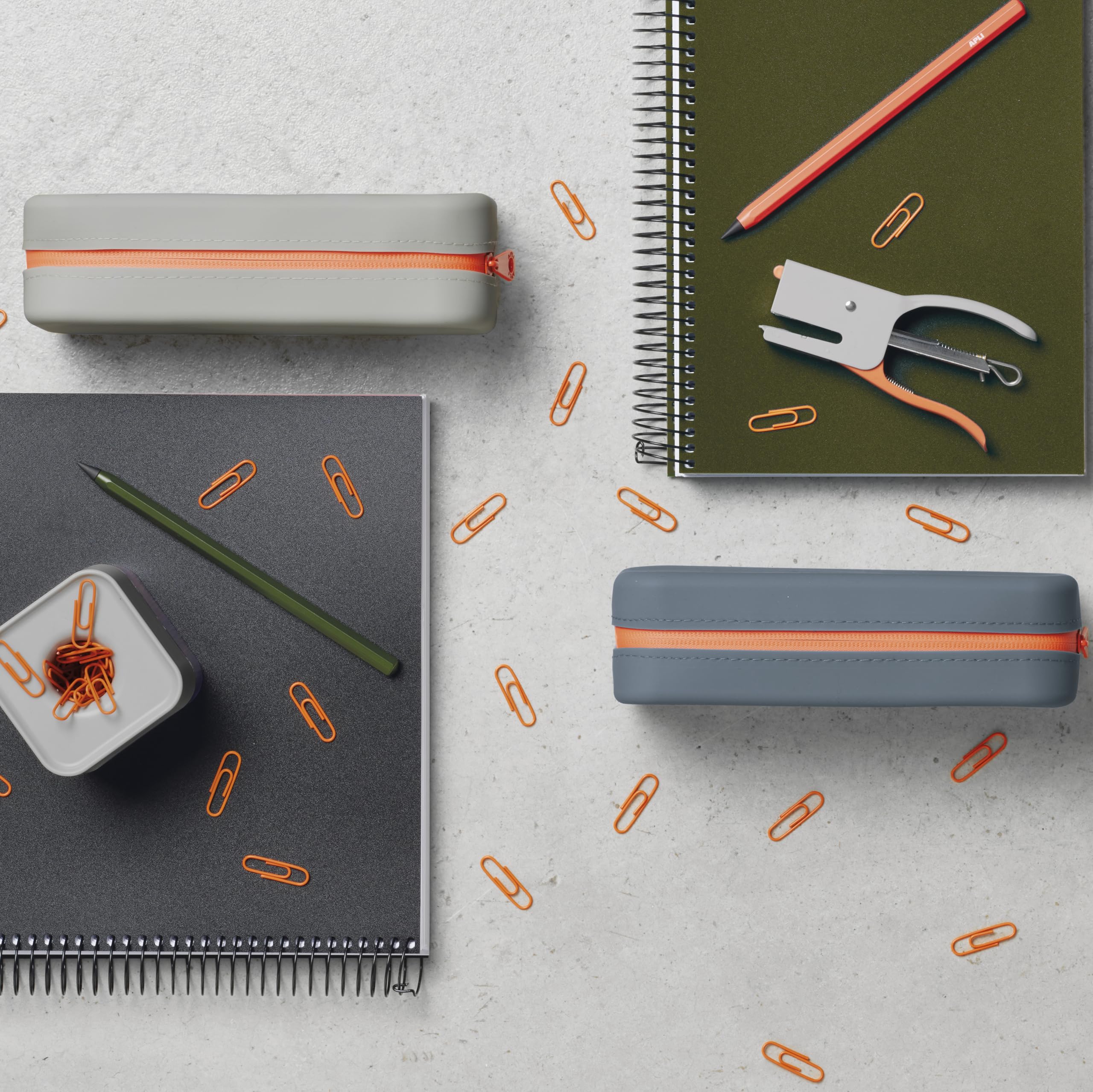 APLI 19916 - Orange Silicone School Pencil Case, Waterproof, Modern and Versatile Rectangular Design, Neon Collection, Size 75x185x55mm - Image 4
