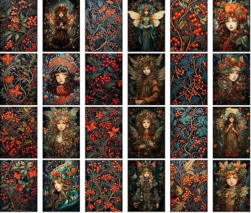 Vista 17 de PIXILUV Postales vintage (24 piezas de 4 x 6 pulgadas cada una) Increíbles ilustraciones ingenuas de Nochebuena, postales vintage, postales retro