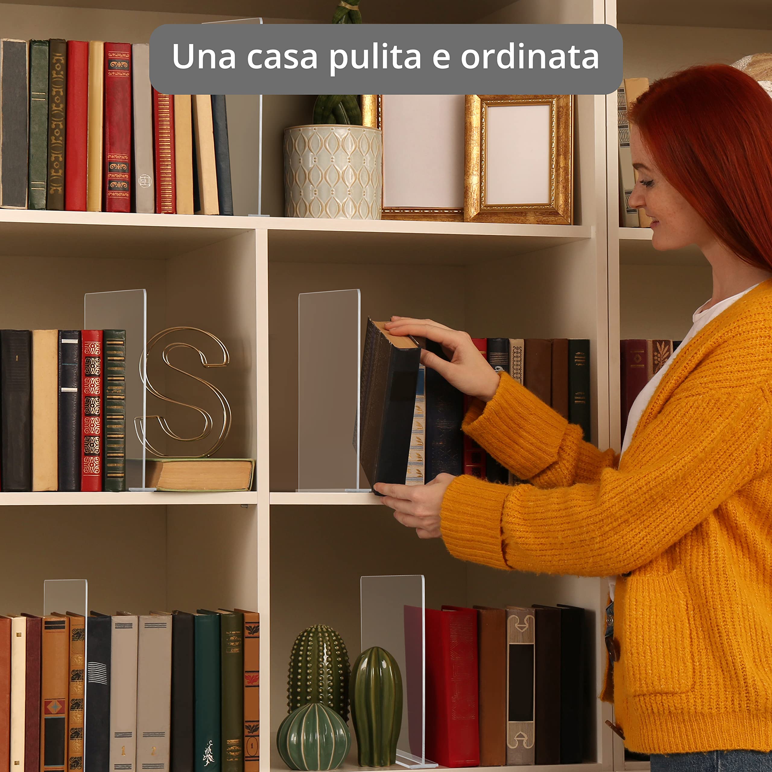 Divisori Cassetti in Acrilico Trasparente [4 Pezzi] - Organizzatori per Armadio Verticali in Camera da Letto, Ufficio - Divisori per Cassetti per Vestiti, Asciugamani, Scarpe, Borse e Libri