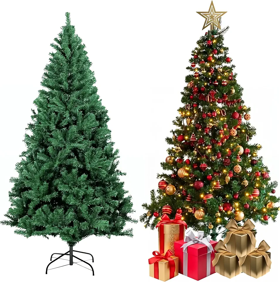 Árvore de Natal (2.4m), PVC, Até 1700 Cabeças Do Número de Galhos, Árvore De Natal Gigante Luxo Modelo Cor Verde 240cm