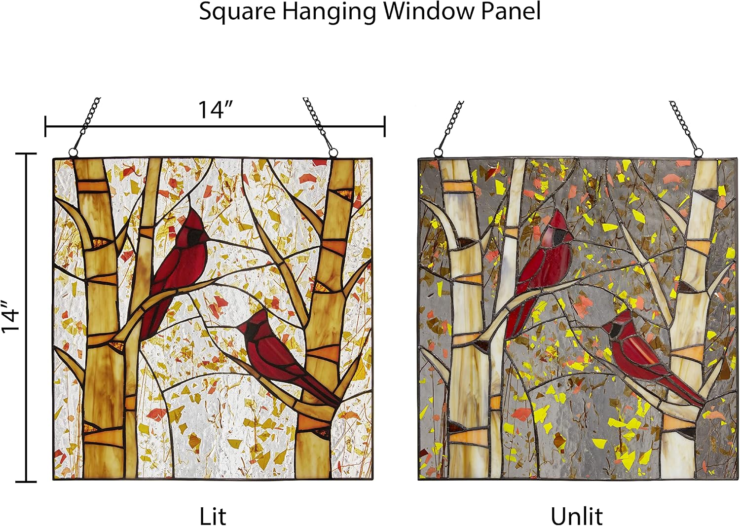 River of Goods 14" Stained Glass Window Panel - Tiffany-Style - Hanging Large Suncatcher, Decorative Glass Wall Décor, Autumn