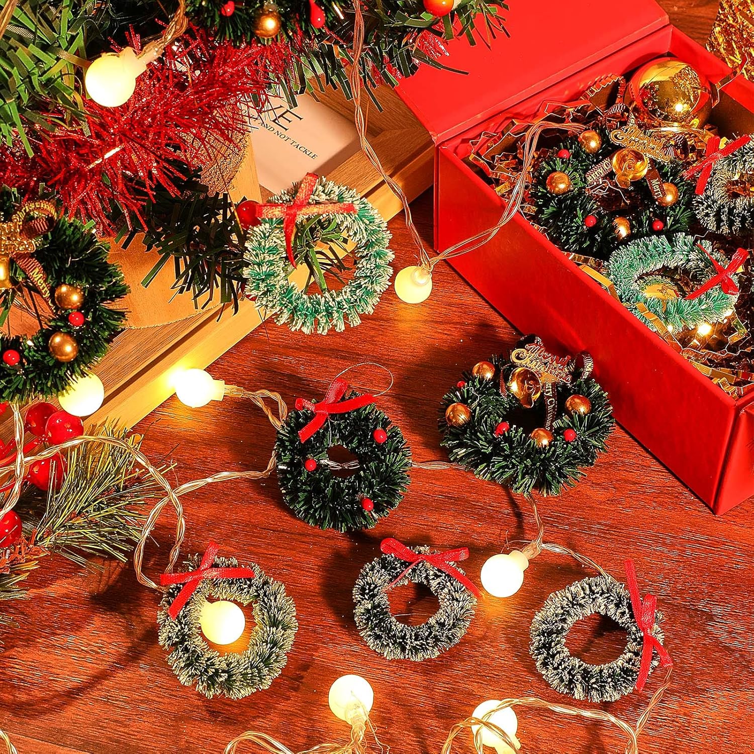 18 Pieces Dollhouse Miniature Christmas Wreath - Holiday Festival Decorations, Hanging Farmhouse Xmas Tree Decor, Mini Wreaths for Dollhouse Accessories - Image 4
