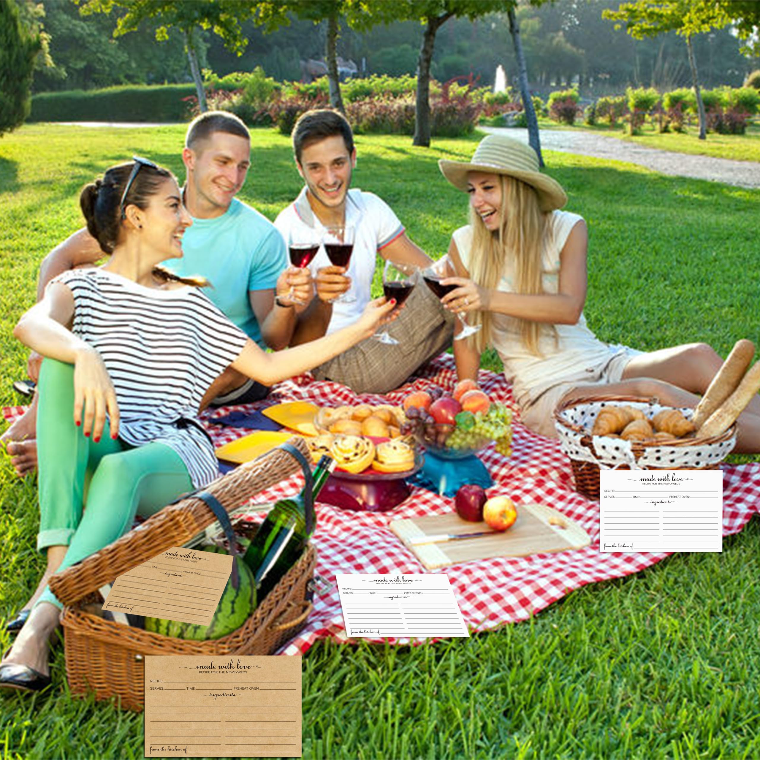 Rezeptkarten für das Brautpaar, 10 x 15 cm, doppelseitig, weißer Karton, schlicht, niedlich, mit Liebesherz, für Brautparty, Hochzeit, Rezeptbox, Geschenk