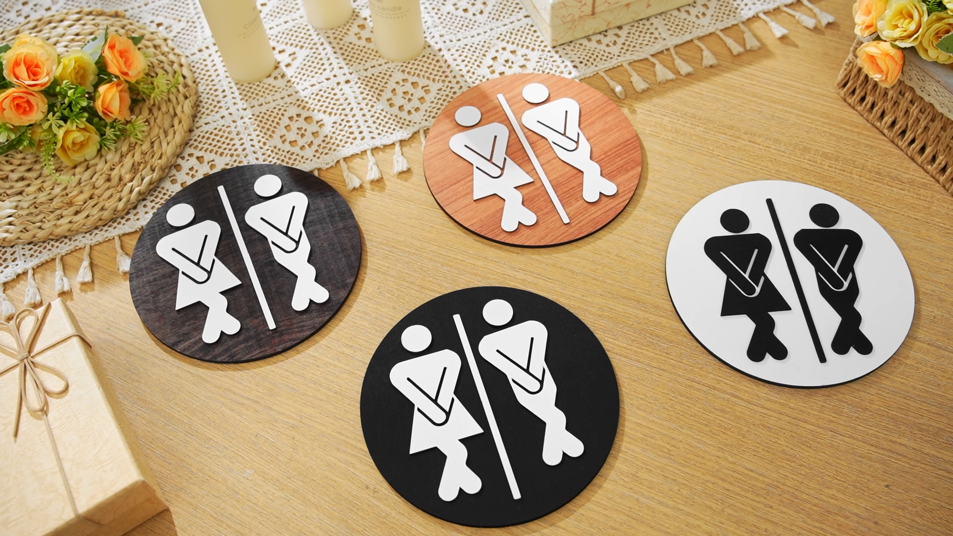 Amazon.com : Jetec Wooden Restroom Sign Funny Unisex for Bathroom