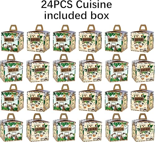 Miniatura 6 de 24 cajas de regalo de fiesta de safari de ratón de la selva, suministros de decoración de fiesta de cumpleaños de safari de ratón, caja de regalos