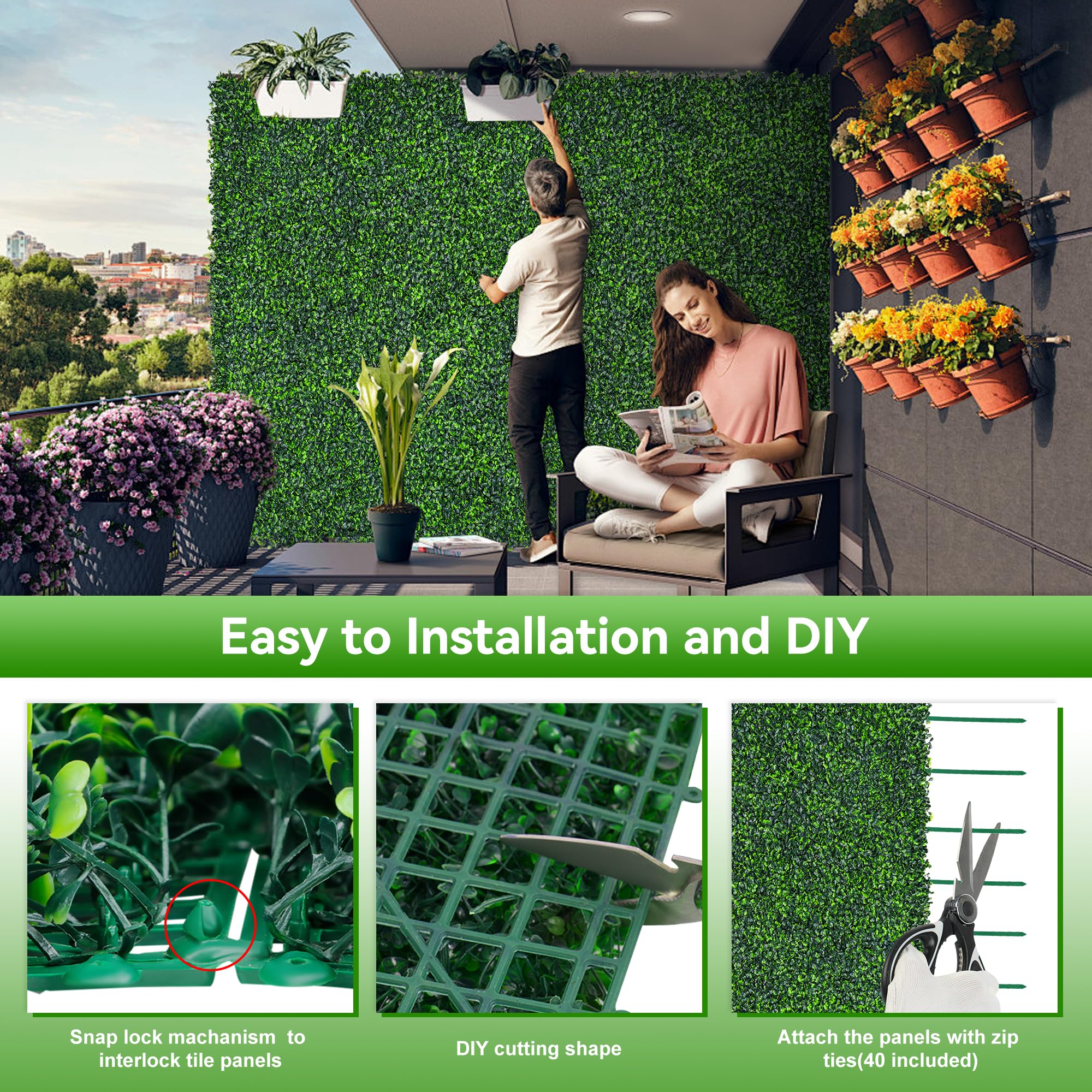 Künstliche Buchsbaum-Rolle 3,5x1 M | Sichtschutz & Deko | UV-beständig | Für Zaun, Balkon, Garten