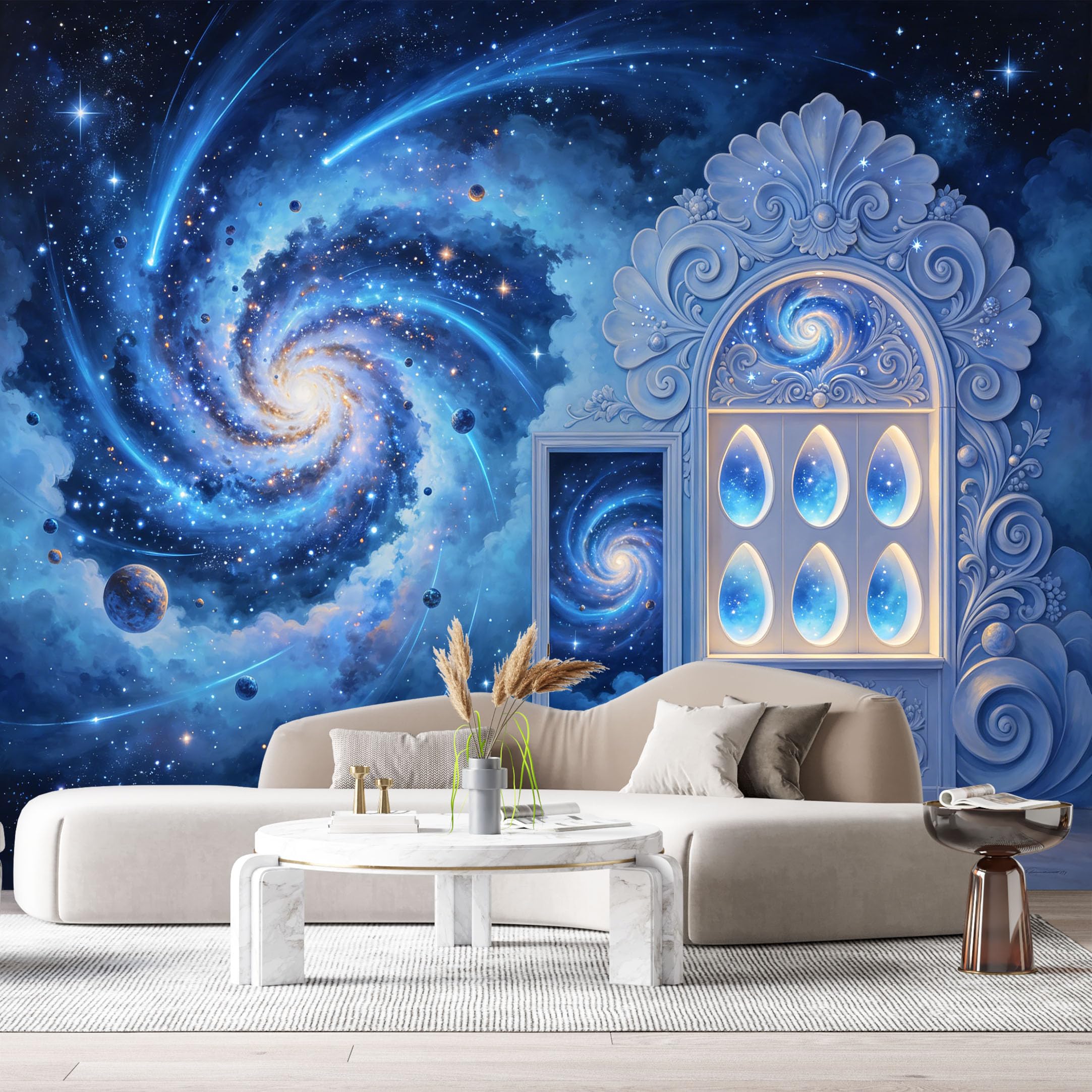 Custom Size Wall Murals Space Galaxy Portal 3D Trompe L'Oeil SelfAdhesiveWall Fabric Removable Wallpaper Wall Decor for Living Room Bedroom Bathroom