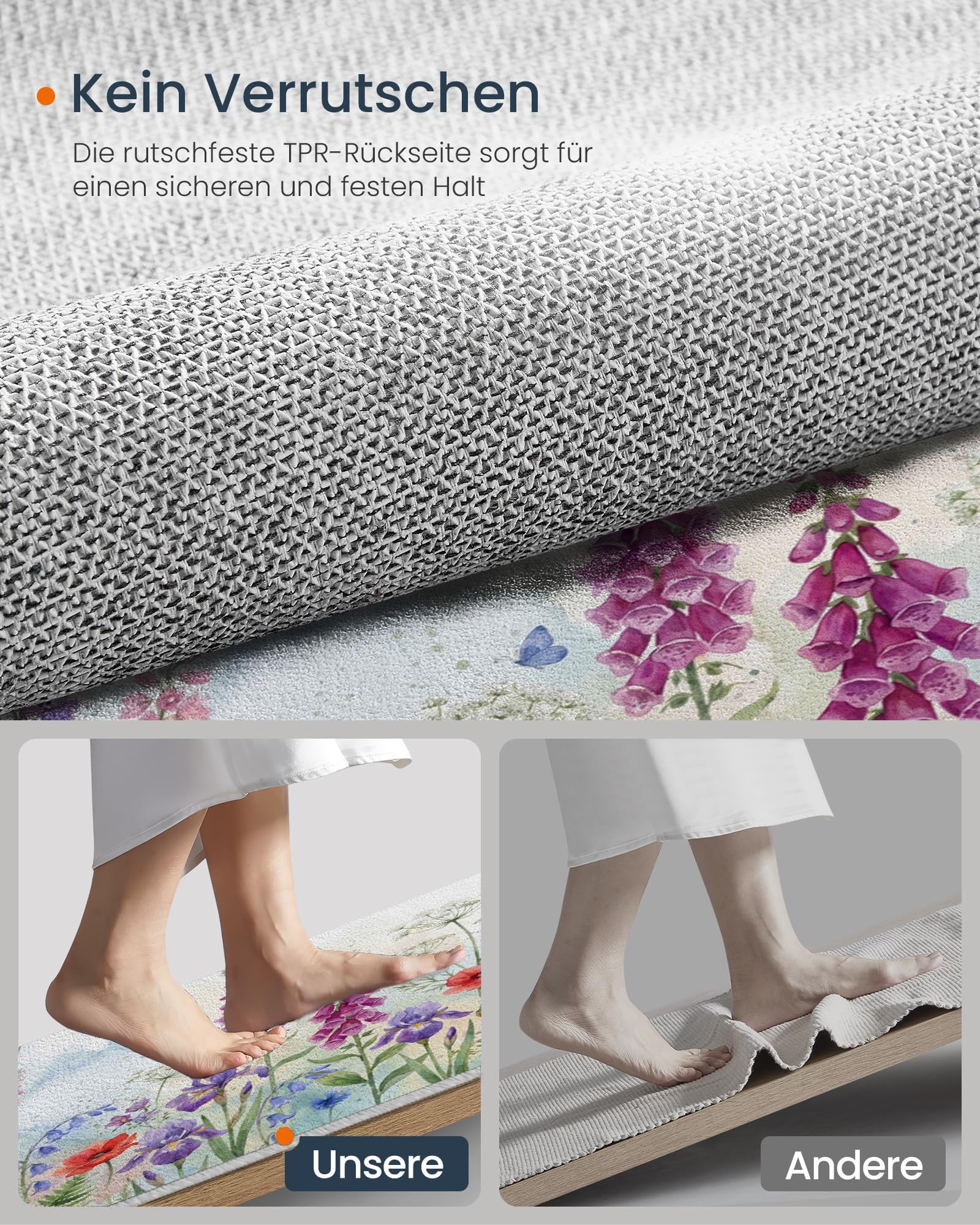 Tapis Rond Fleurs Sauvages À L'Aquarelle Bleu-Vert Salon 180 Cm | Tapis Antidérapant Nature Digitale Iris Pour Chambre Enfant Salle Jeux Décoration, Moquette De Sol Poil Bas Lavable
