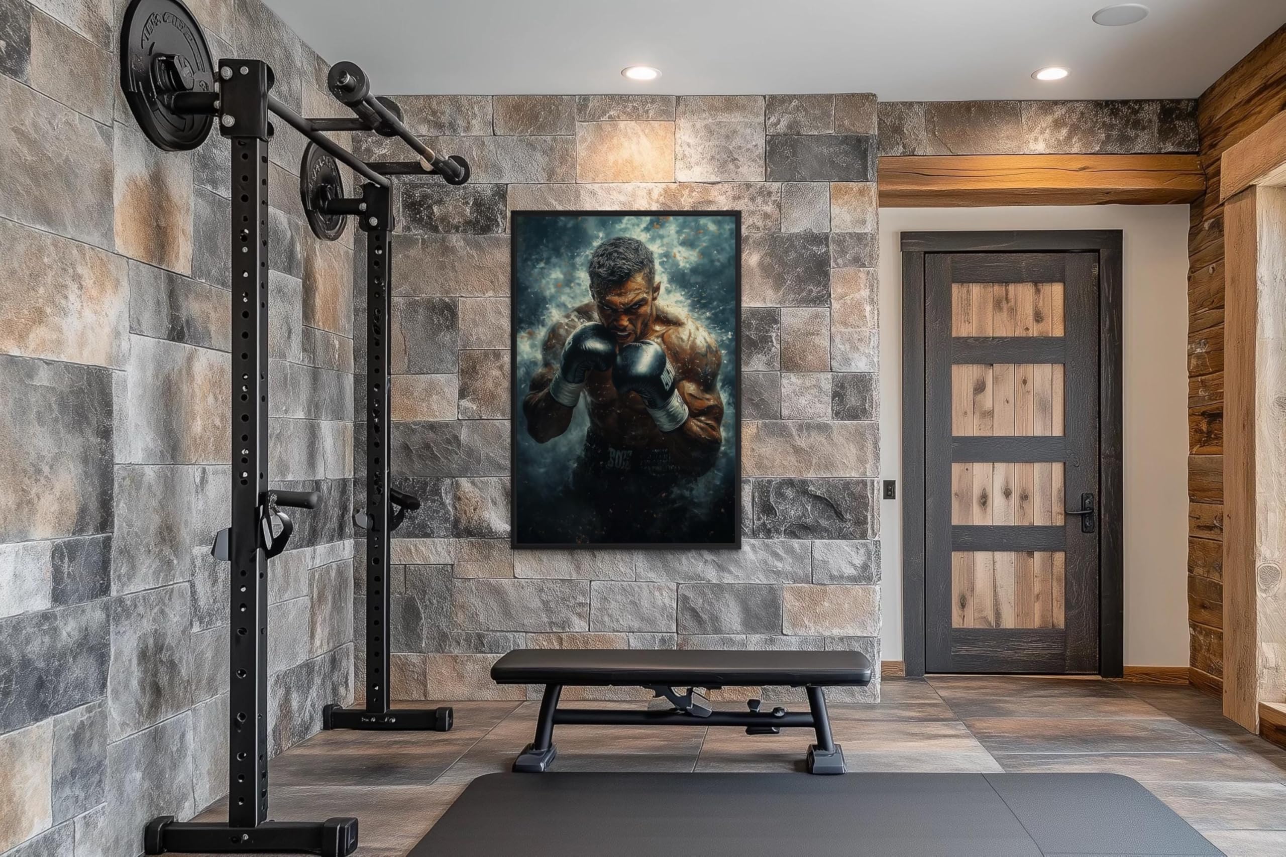 lianyibo Impresión artística de boxeador, póster de entrenamiento de boxeo para gimnasio en casa, inspiración de fitness, decoración motivacional para gimnasio (60 x 80 cm/sin marco)