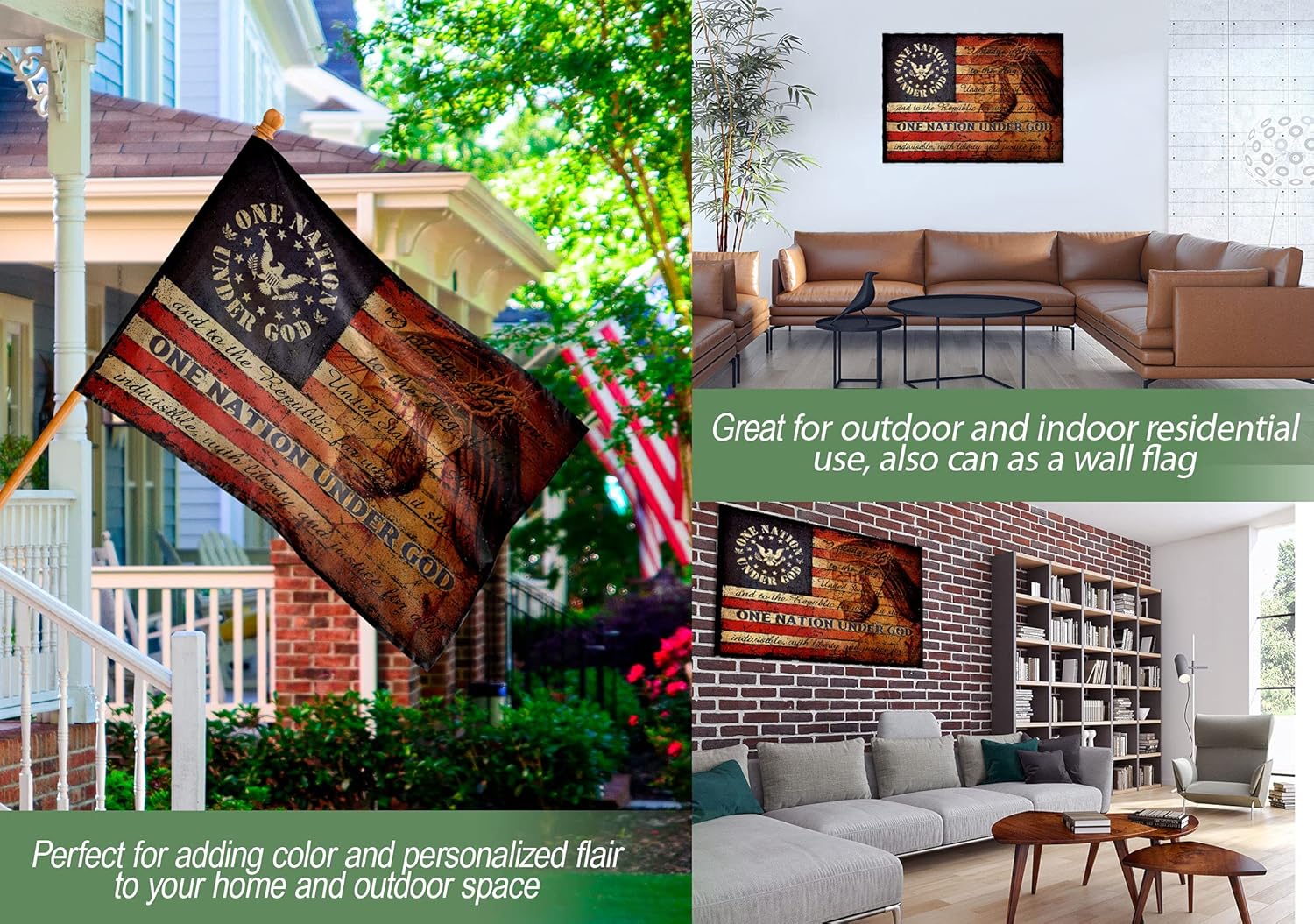 One Nation Under God Home Flag Betsy Ross Flag Religious Graphic Freedom Christian Cross American Flag Outdoor Decoration Double Sided House Flag 30" x 40" (2.5x3.3 ft)