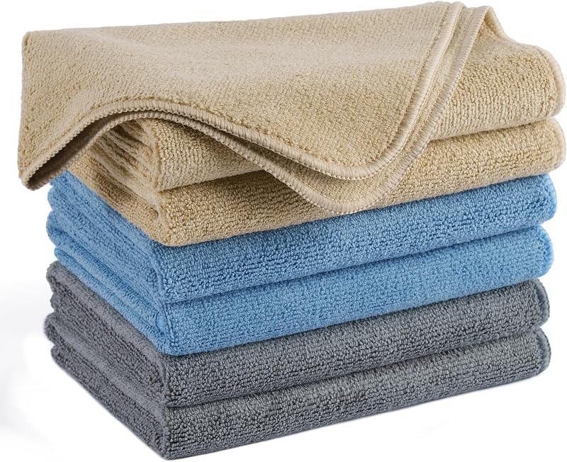 POLYTE 340 GSM Multipurpose Microfiber Cleaning Towel, 16x24 in, 6 Pack | Lint Free, Quick Dry