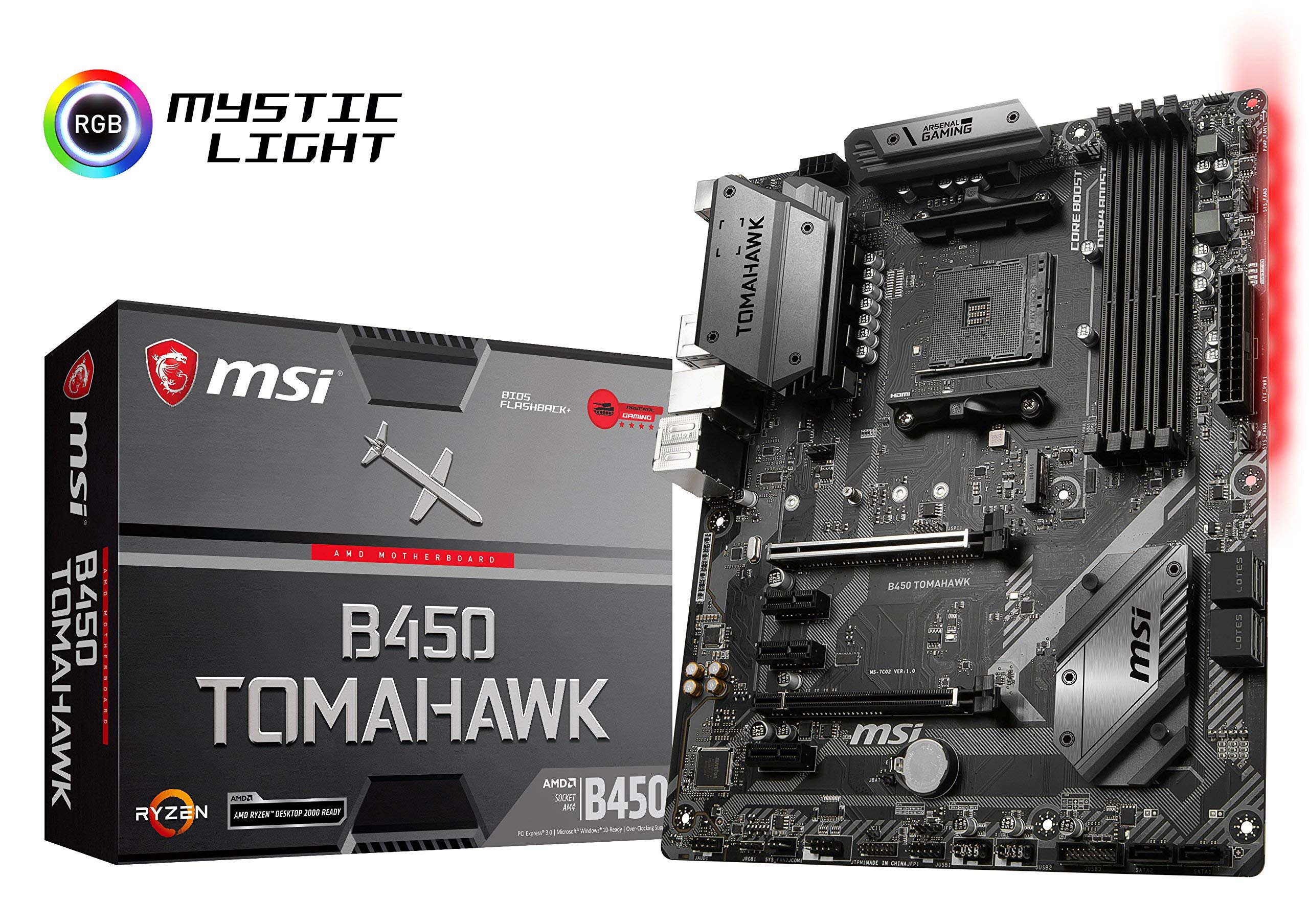 MSI Arsenal Gaming AMD Ryzen 1st and 2nd Gen AM4 M.2 USB 3 DDR4 DVI HDMI Crossfire ATX Motherboard (