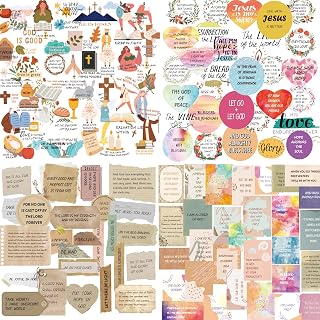 300+ Inspirational Christian Stickers, Waterproof Bible Verse Jesus Stickers for Water Bottles Laptop Scrapbook Journaling Planner, Bible Study Vision Board Supplies Christian Easter Gifts for Women
