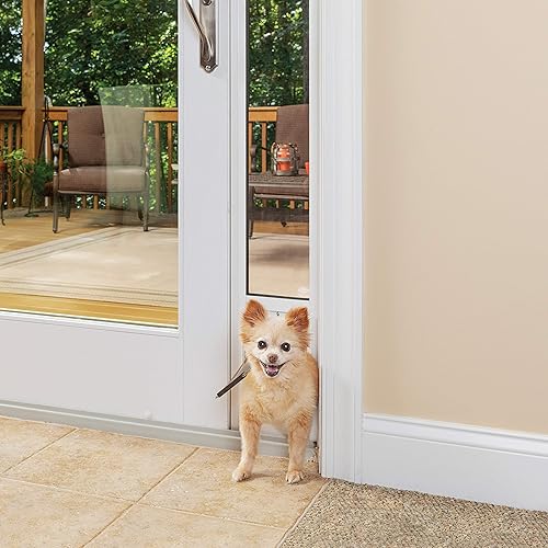 Miniatura 36 de PetSafe Puerta corrediza para mascotas de 1 pieza altura ajustable de 75 7/8 a 80 11/16 pulgadas, grande, bronce, instalación sin cortes, inserto