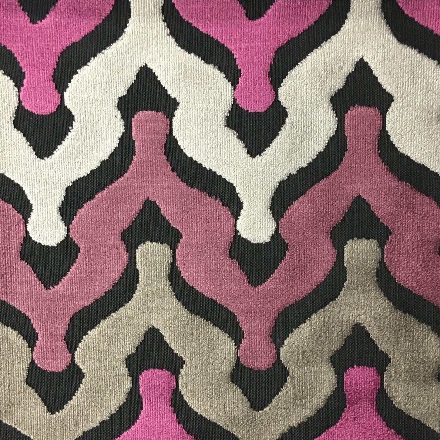 Leicester - Bold Chevron Cut Velvet Upholstery Fabric by The Yard