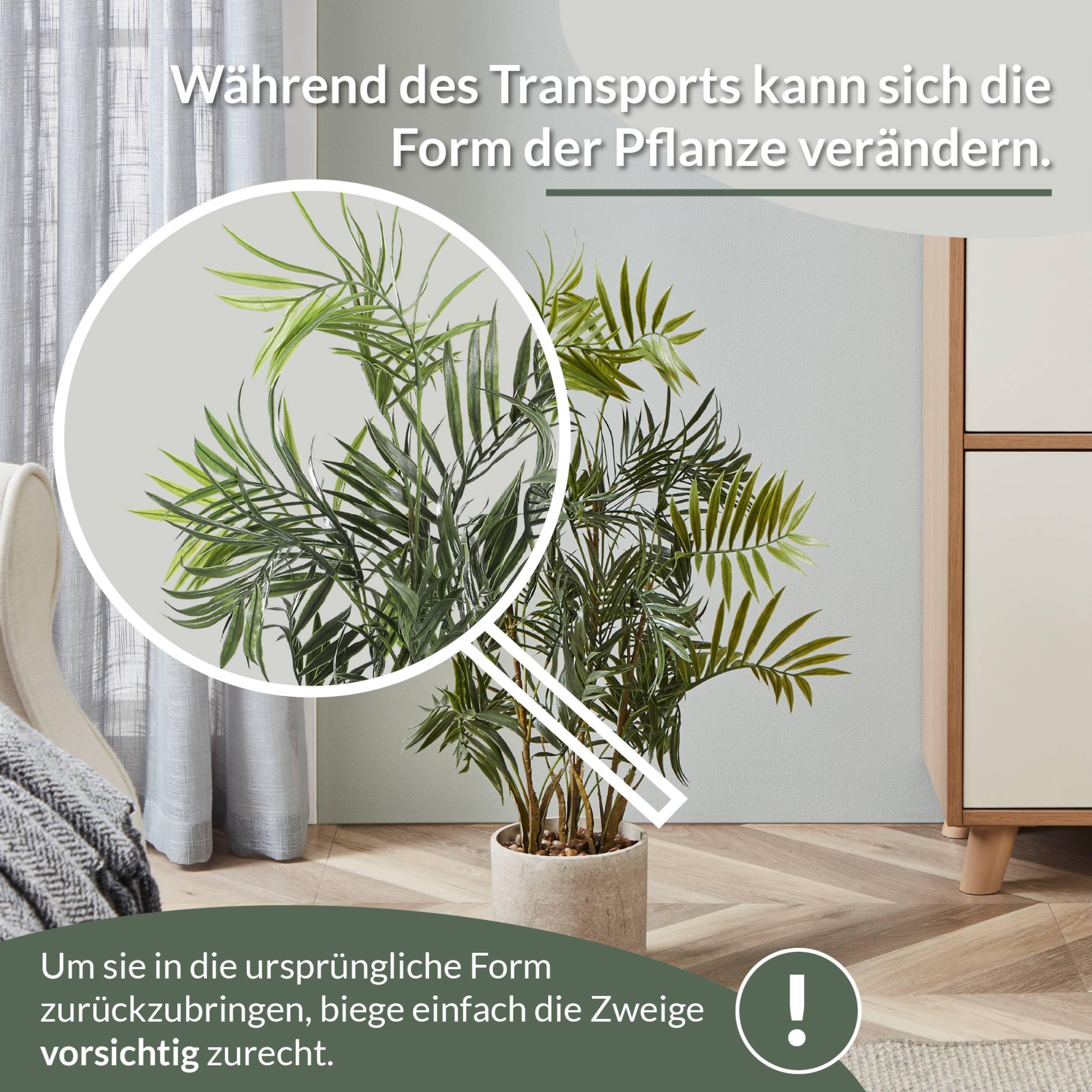 EGLO LIVING Kunstpflanze Tobetsu,75 cm künstliche Zimmerpflanze | Palme im Topf, naturgetreue Wohnzimmer Deko Pflanze, Kunstpalme groß, grüner Kunststoff und Paper Pulp