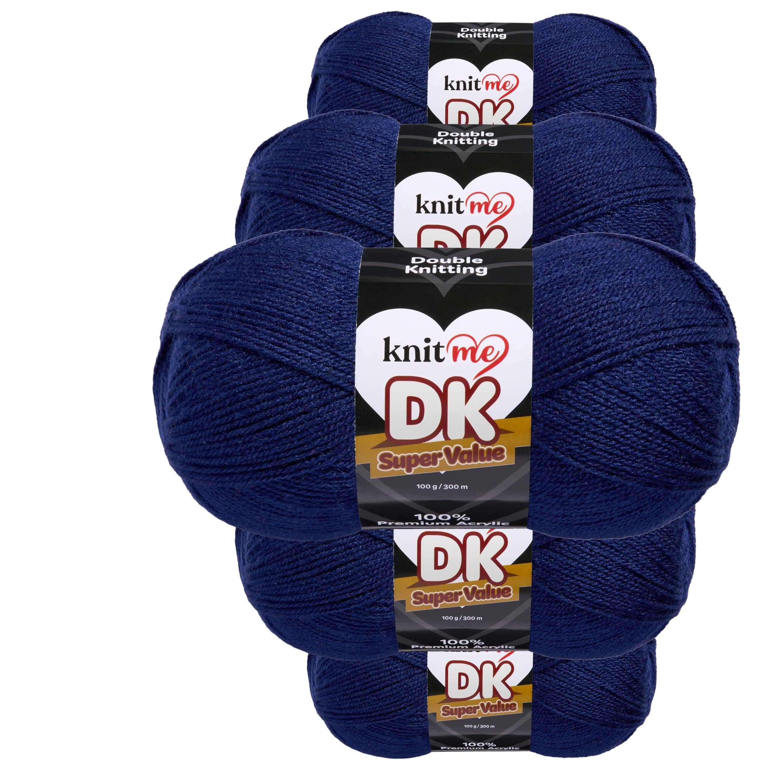Knit Me DK Double Knitting Yarn Hypoallergenic Acrylic 5X 100g (Deep Blue) — image 1