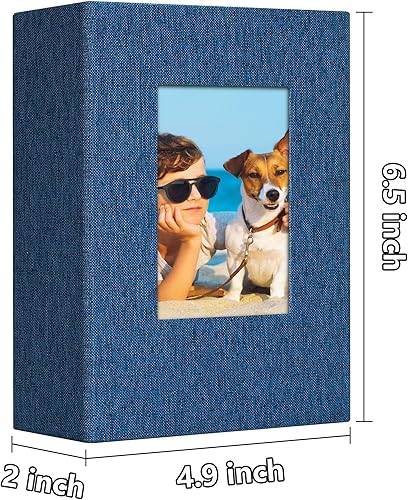 Miniatura 3 de Álbum de fotos de lino azul de 4 x 6 con 100 bolsillos